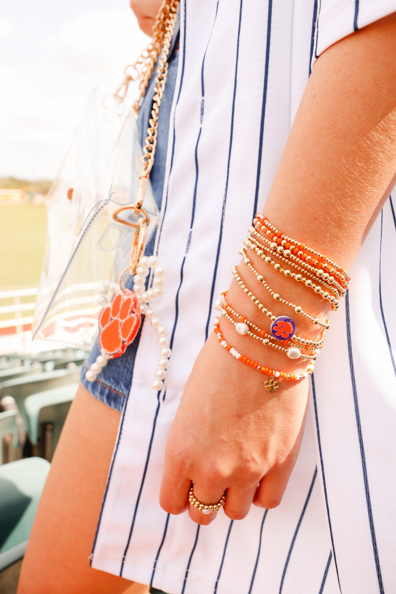 Clemson Logo Charm Bracelet on Color