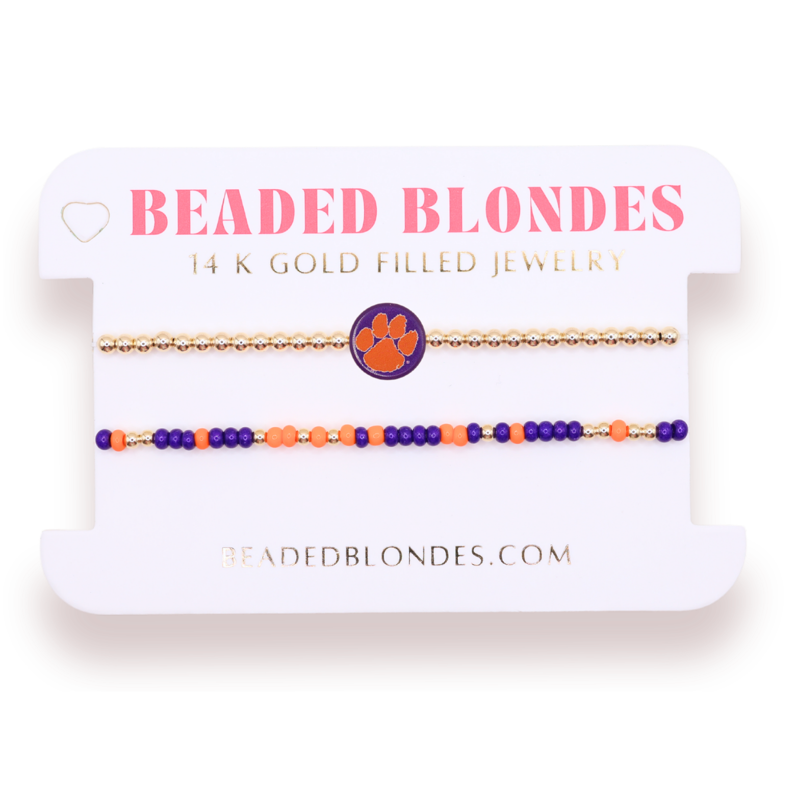 Clemson/Tigers Logo + Sprinkle Bracelet Stack
