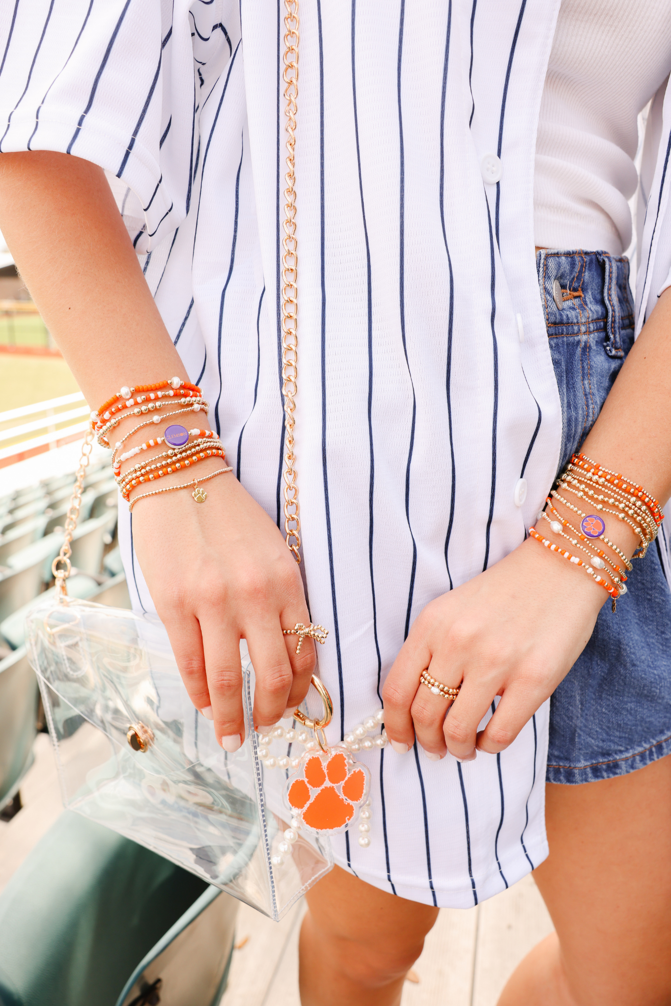 Clemson Logo Flip Bracelet on Gold