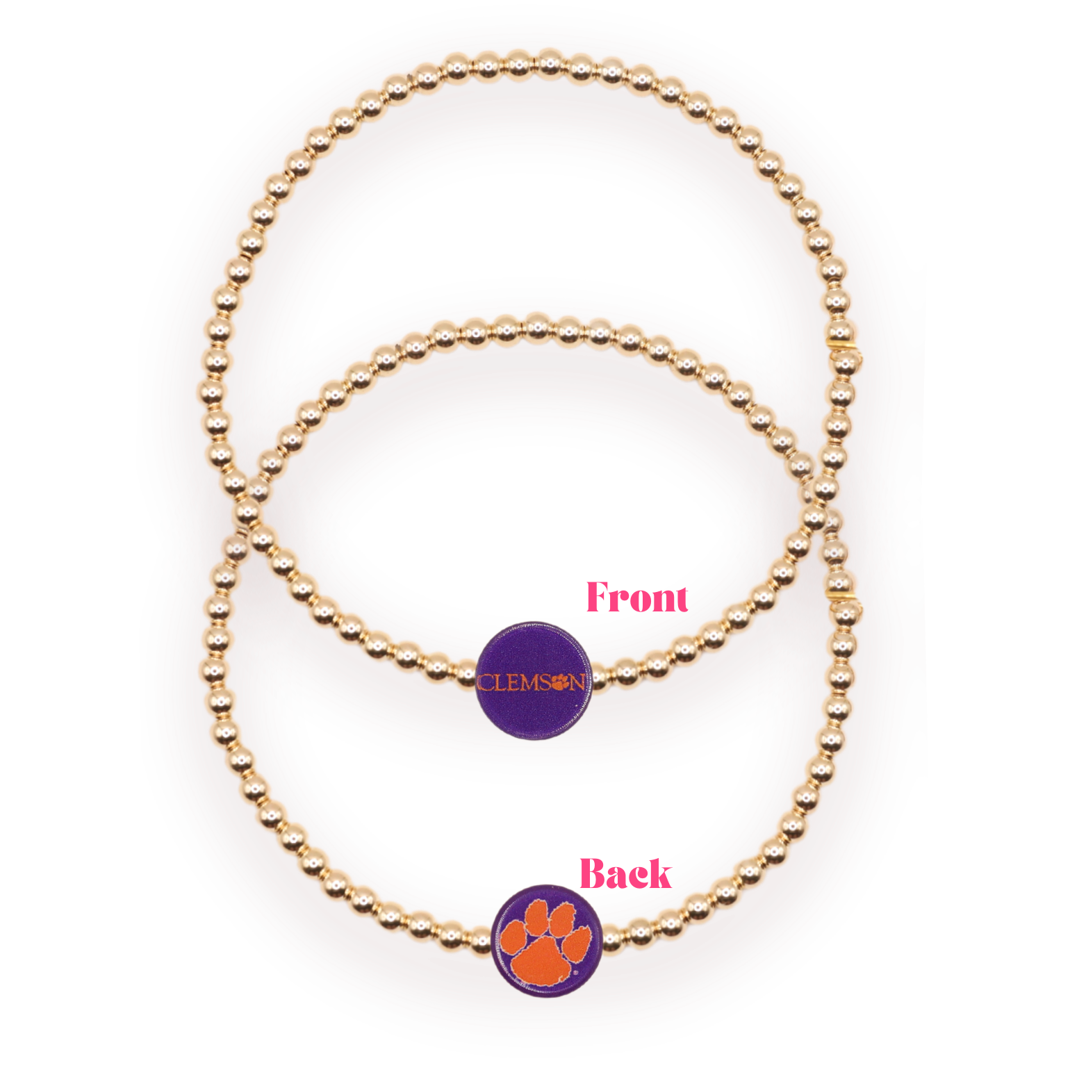 Clemson Logo Flip + Sprinkle Bracelet Stack
