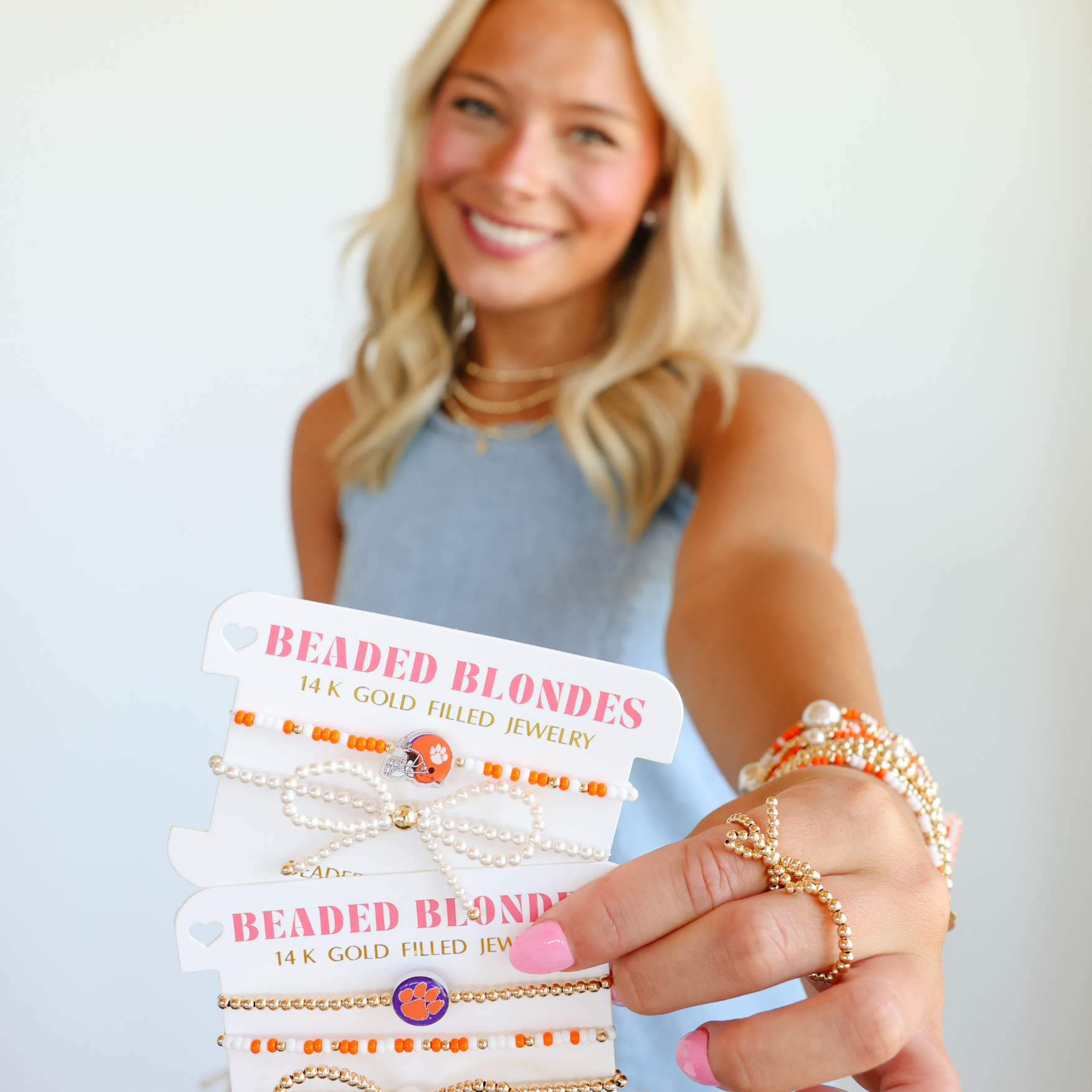 Clemson Helmet Bracelet on Gold