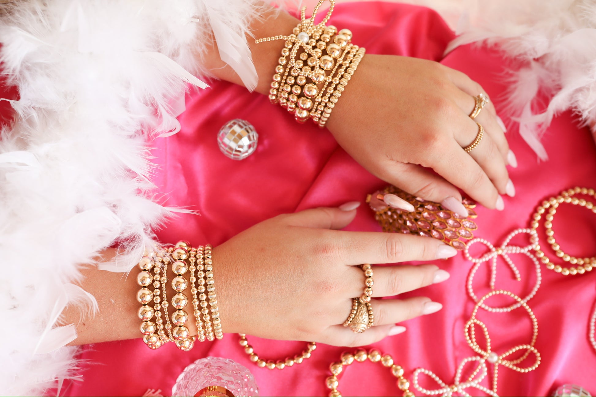 10MM Gold Beaded Bracelet