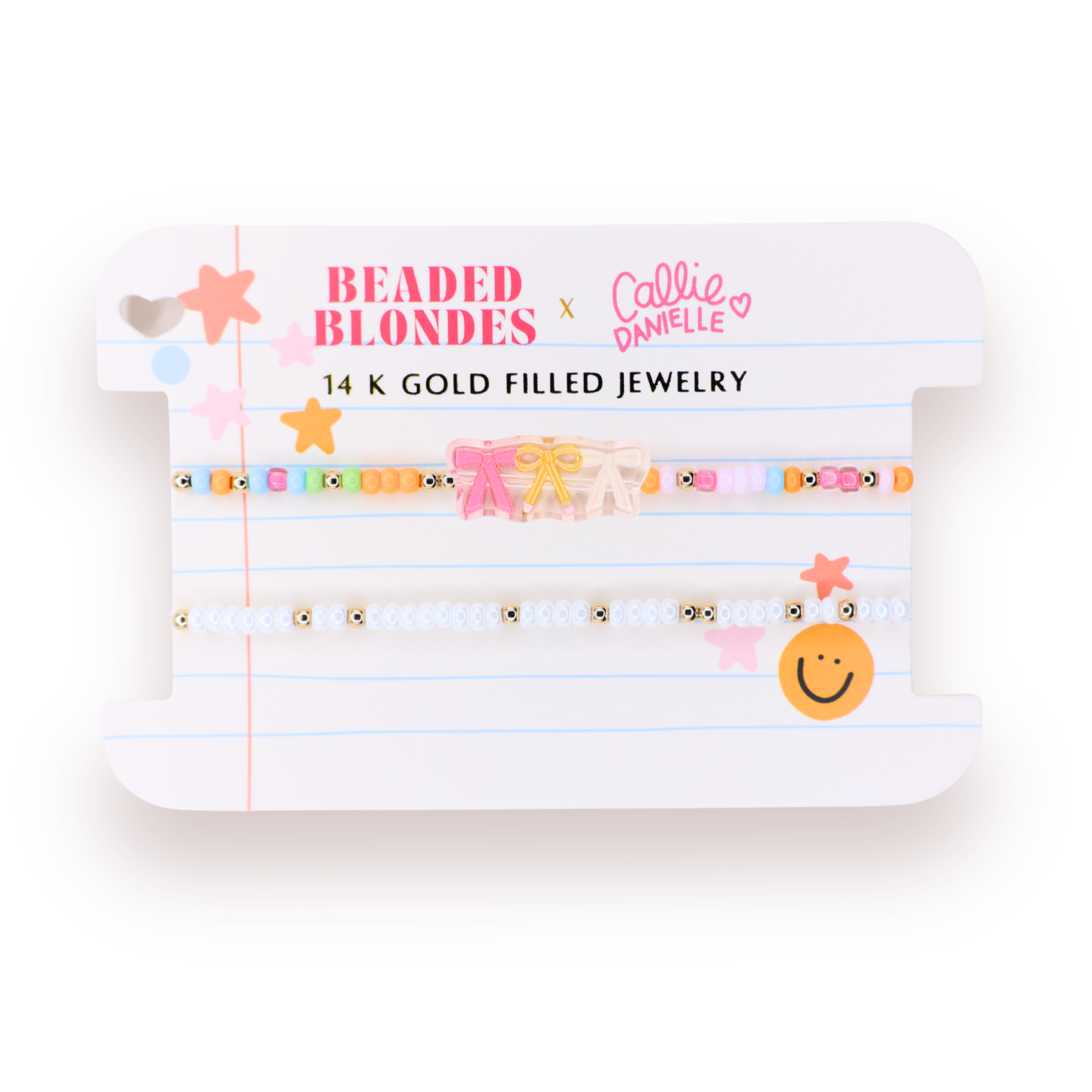 Notebook/Pencil Bow Trio on Color + Luster White Sprinkle Stack of 2