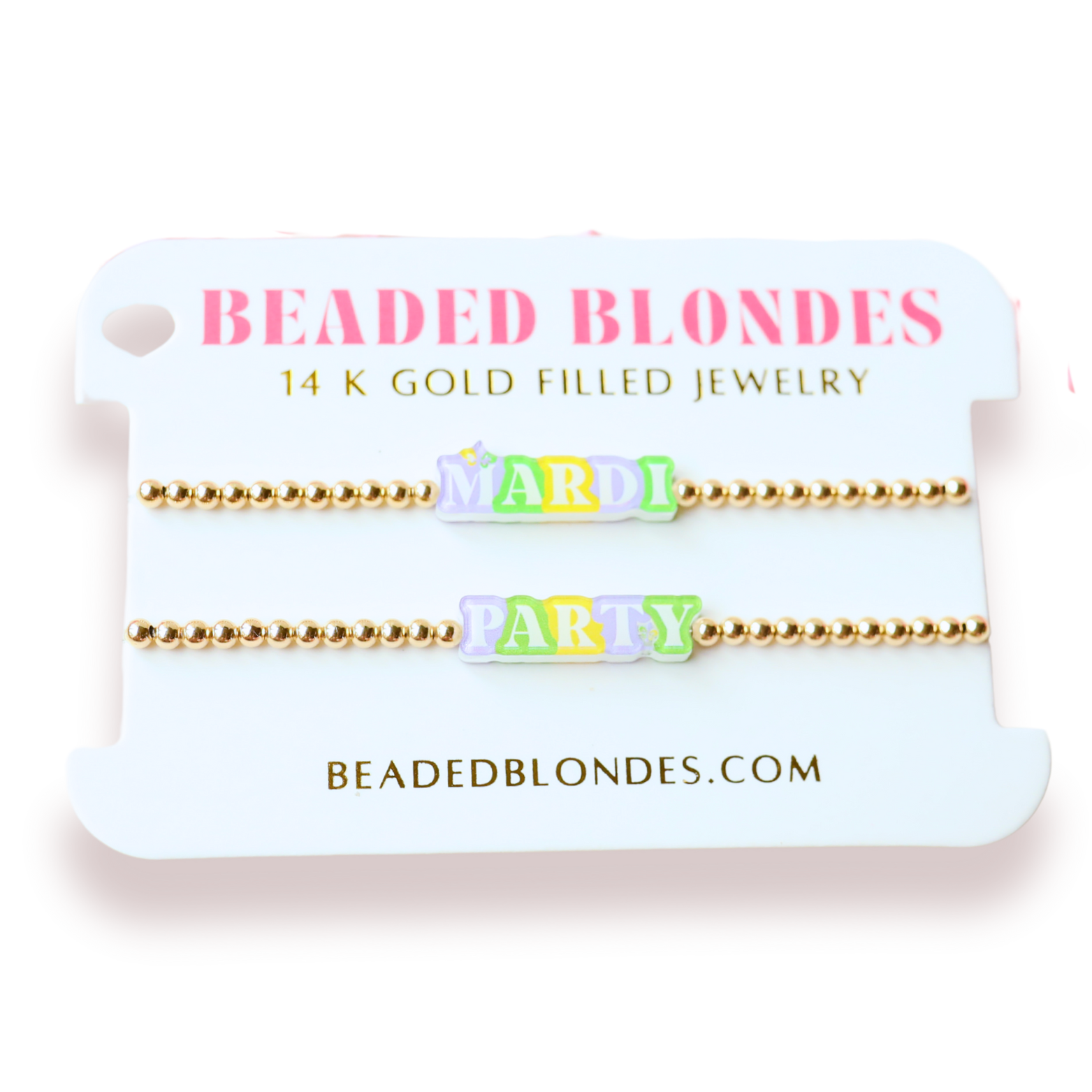 Mardi Party BB Bead Bracelet Stack of 2