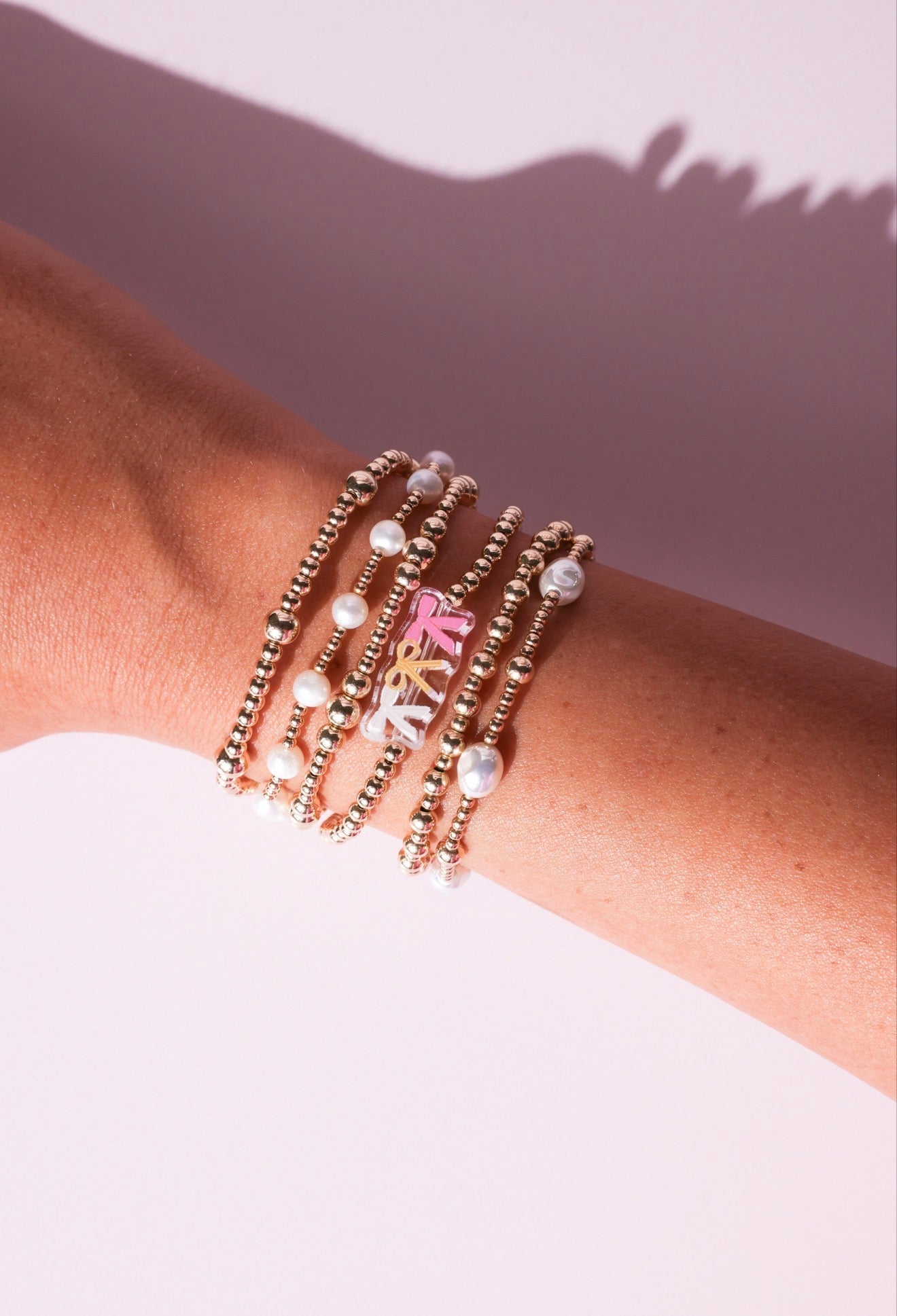 Notebook/Pencil Bow Trio Bracelet on Gold