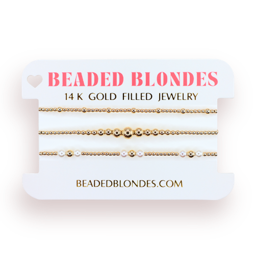 Stack of 3: Iris Pearl, Hilo Gold & Dainty June Bracelet