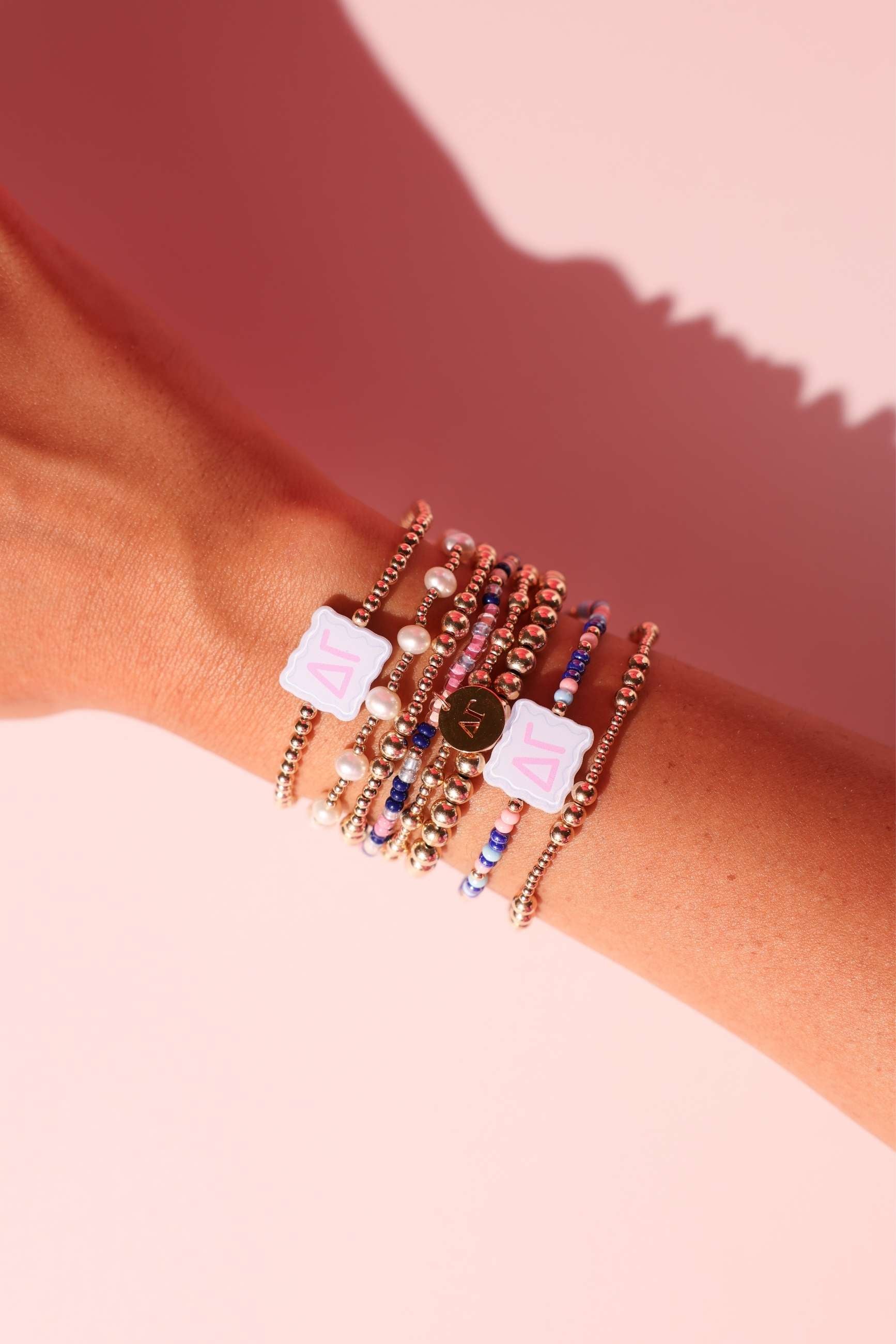 Delta Gamma Block Bracelet on Gold