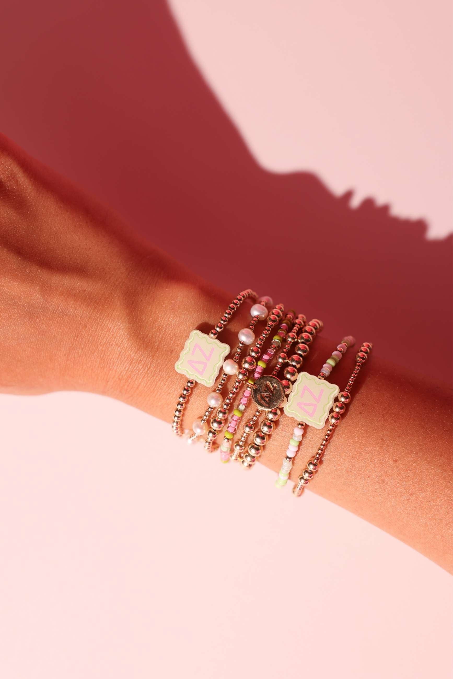 Delta Zeta Block Bracelet on Color
