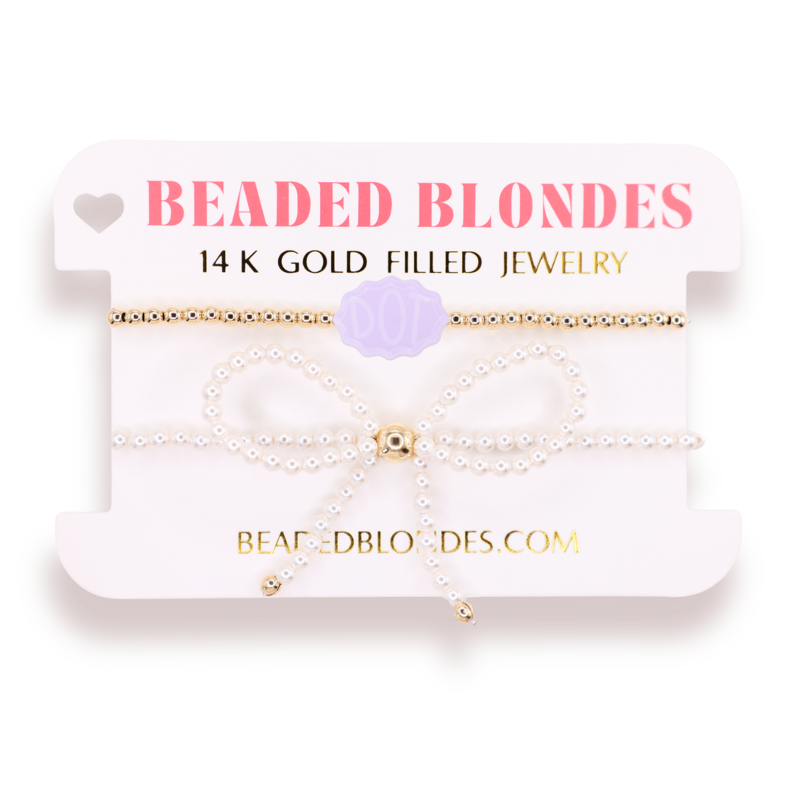 Dot on Gold + Pearl Bow Stack of 2