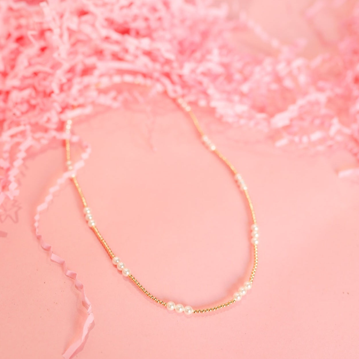 ILY Pearl Beaded Stretch Necklace