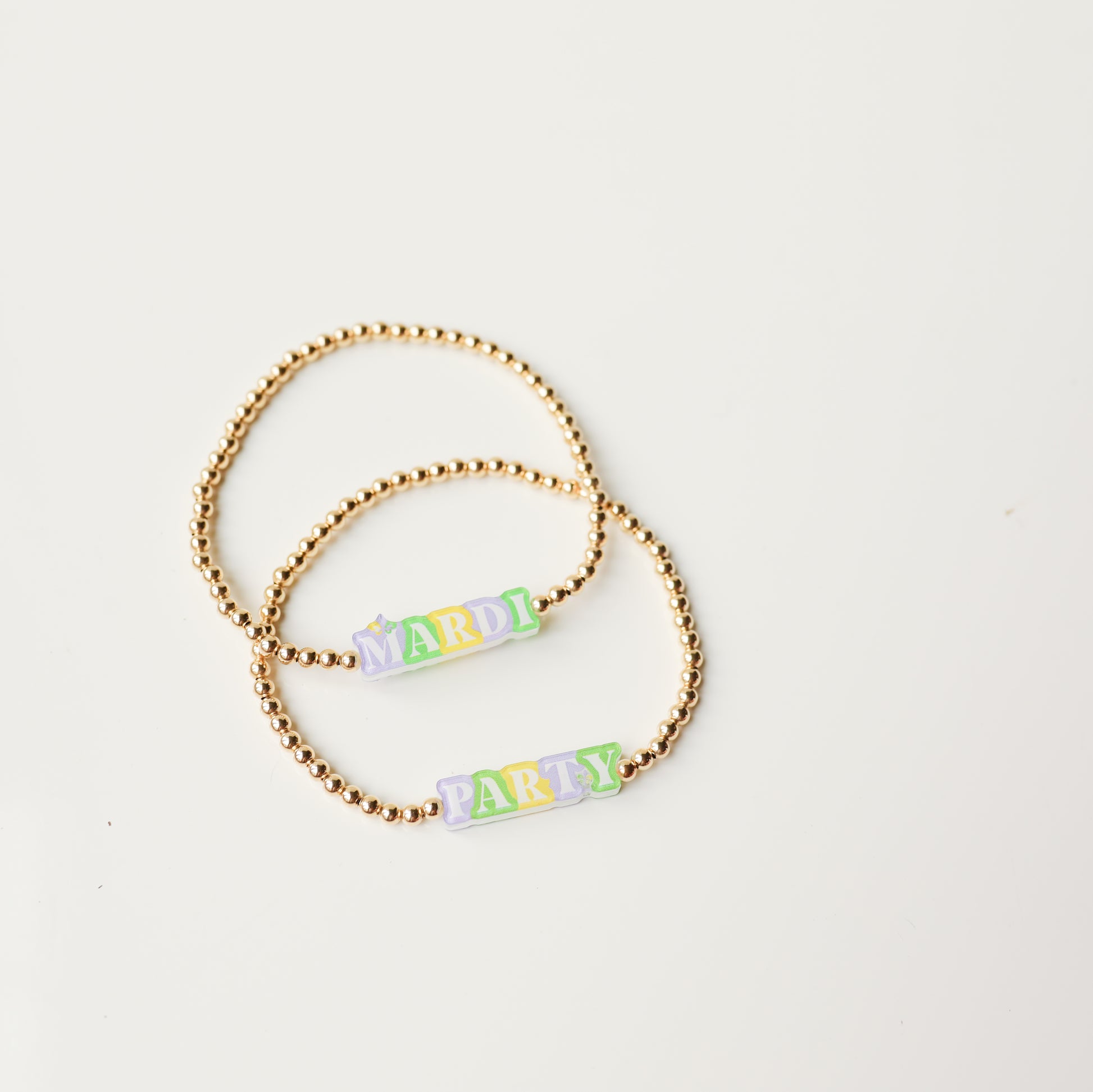 Mardi Party BB Bead Bracelet Stack of 2