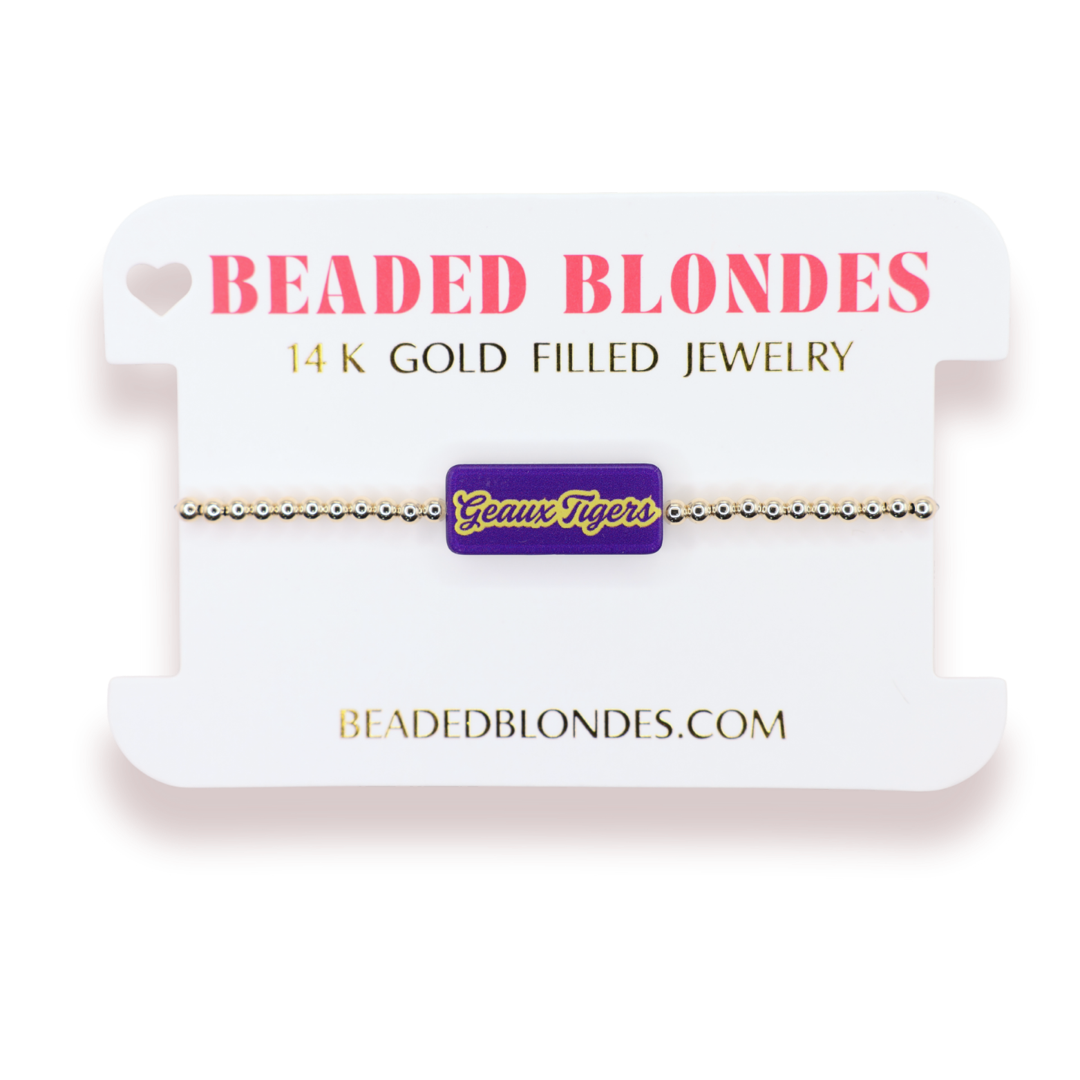 Geaux Tigers Block Bracelet on Gold
