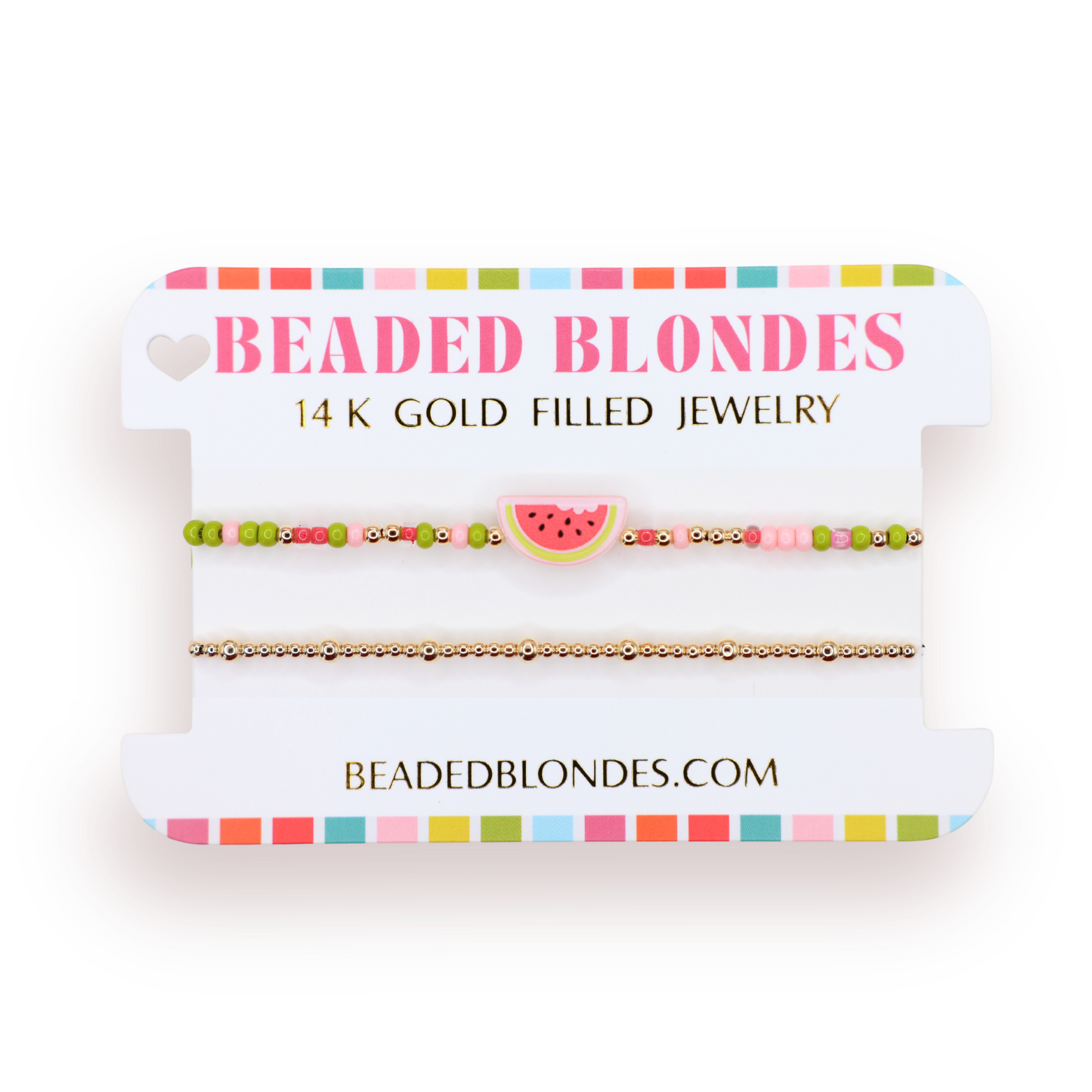 Watermelon Bracelet + Dainty June Bracelet Stack of 2