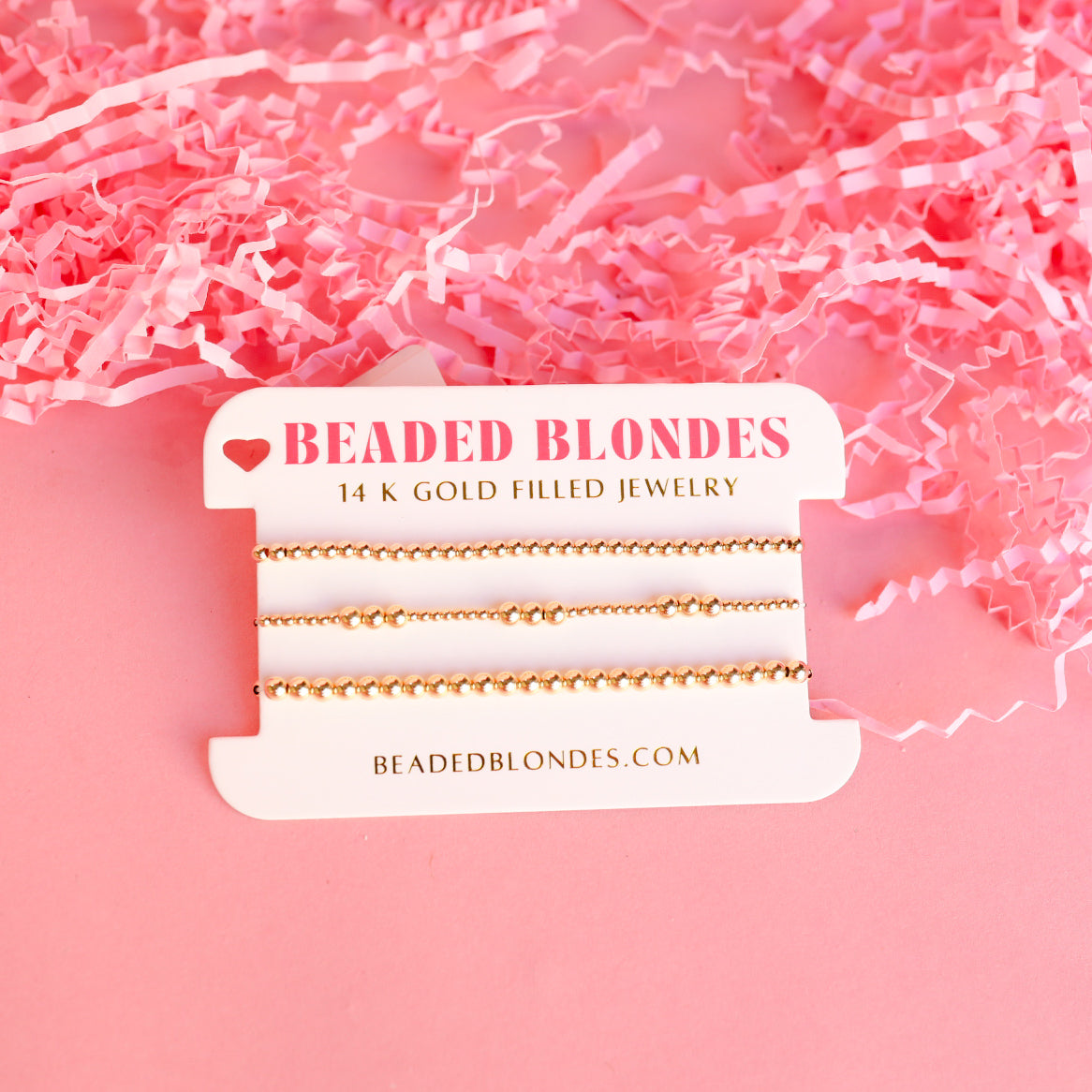 ILY + 3MM + 4MM Bracelet Stack in Gold