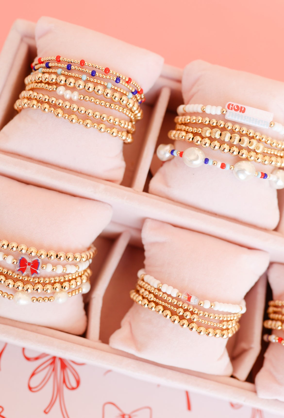 Red, White and Blue Sadie Pearl Sprinkle Bracelet