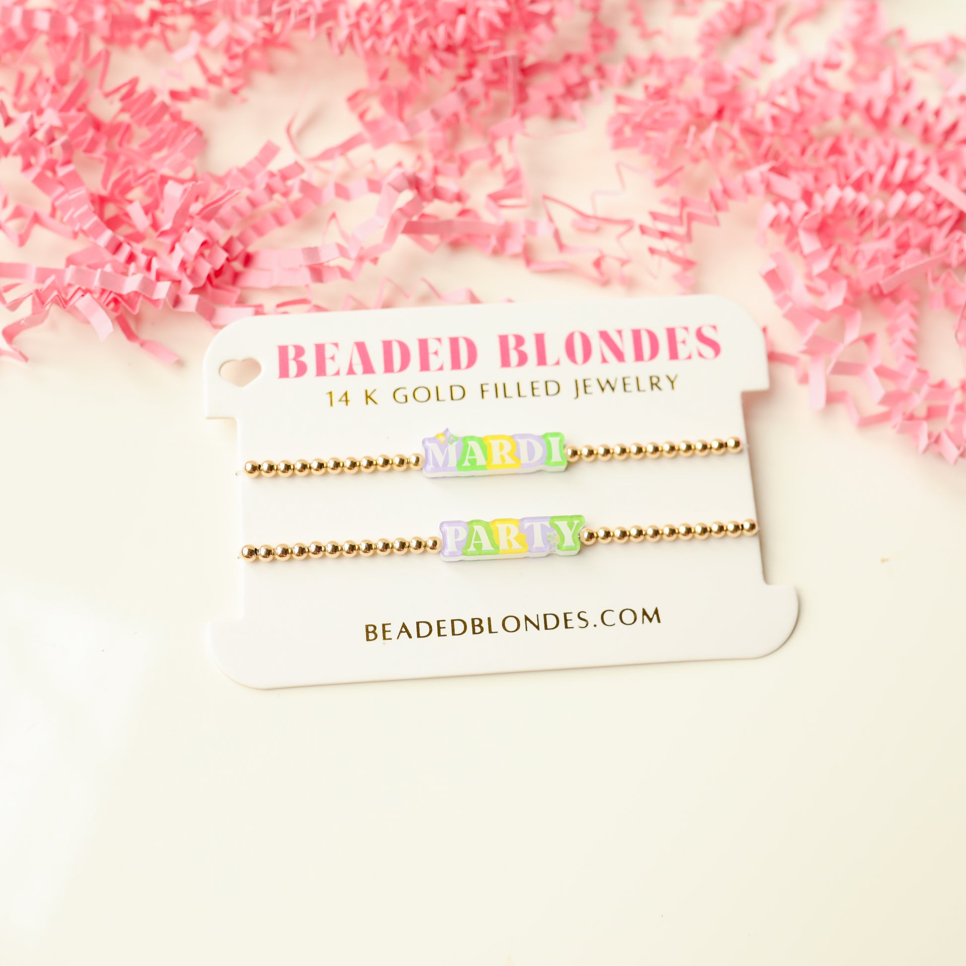 Mardi Party BB Bead Bracelet Stack of 2