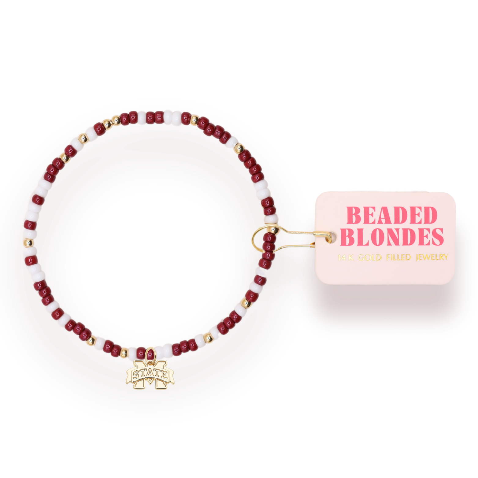 Mississippi State Logo Charm Bracelet on Color