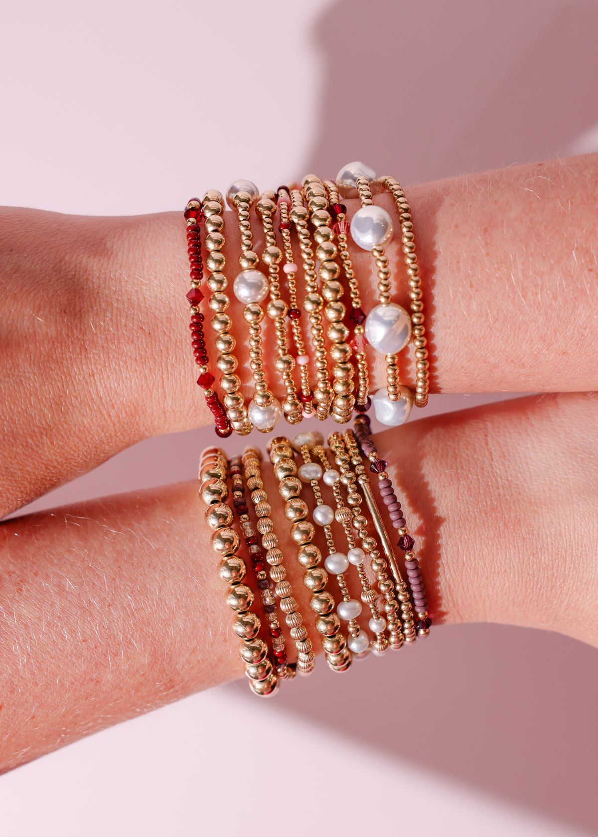 Charlotte Bracelet in Blush and Burgundy