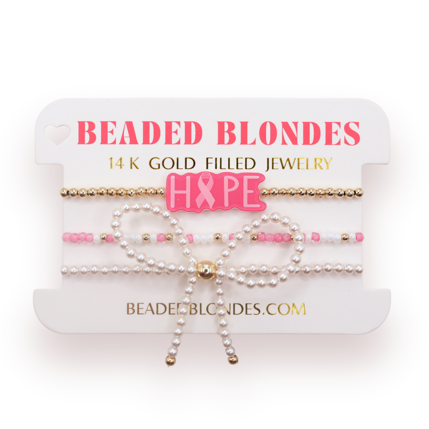 Hope + Sprinkle + Bow Bracelet Stack of 3