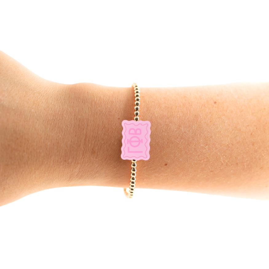 Gamma Phi Beta Block Bracelet on Gold