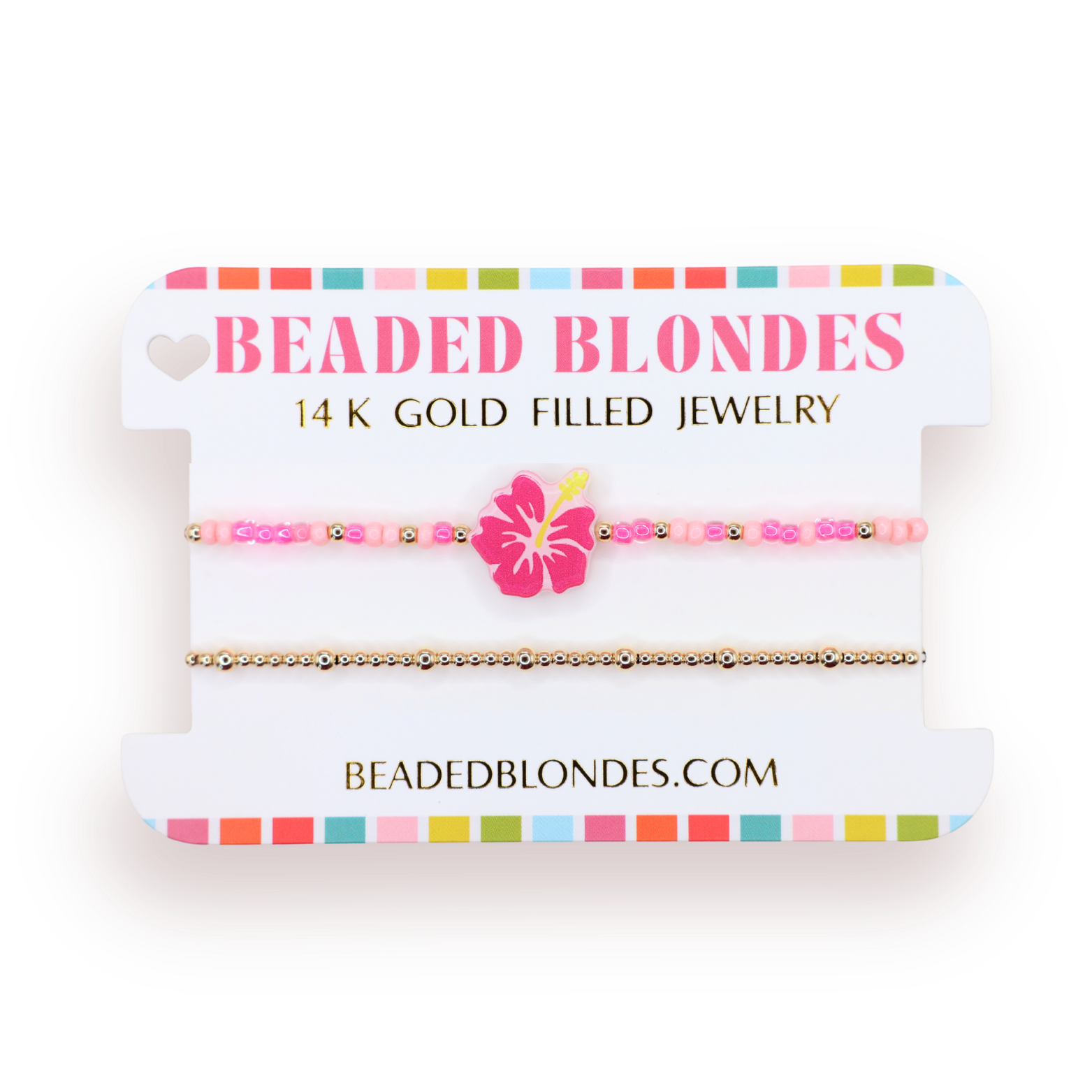 Hawaiian Flower Bracelet + Dainty June Bracelet Stack of 2