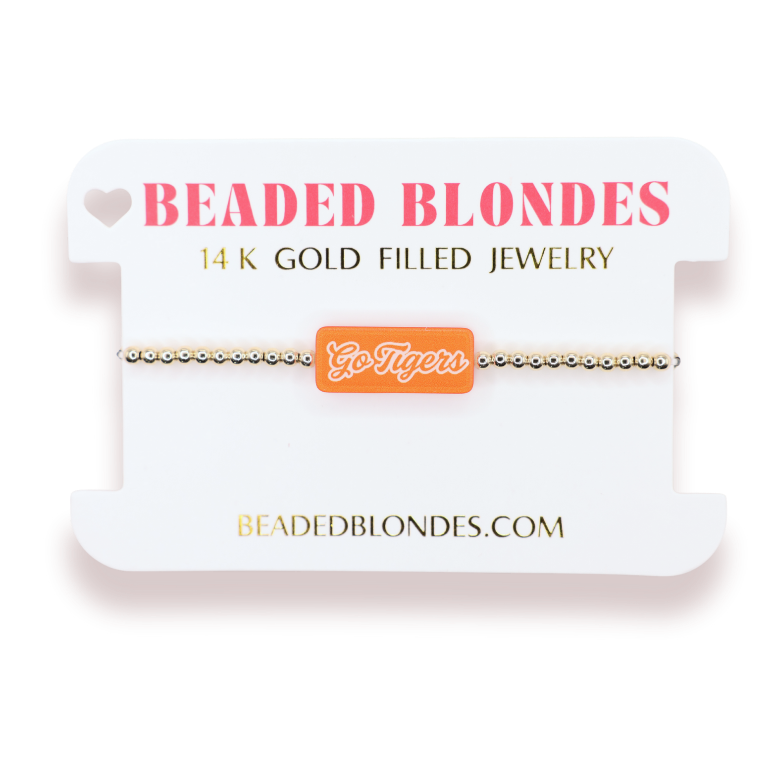Go Tigers Block Bracelet on Gold