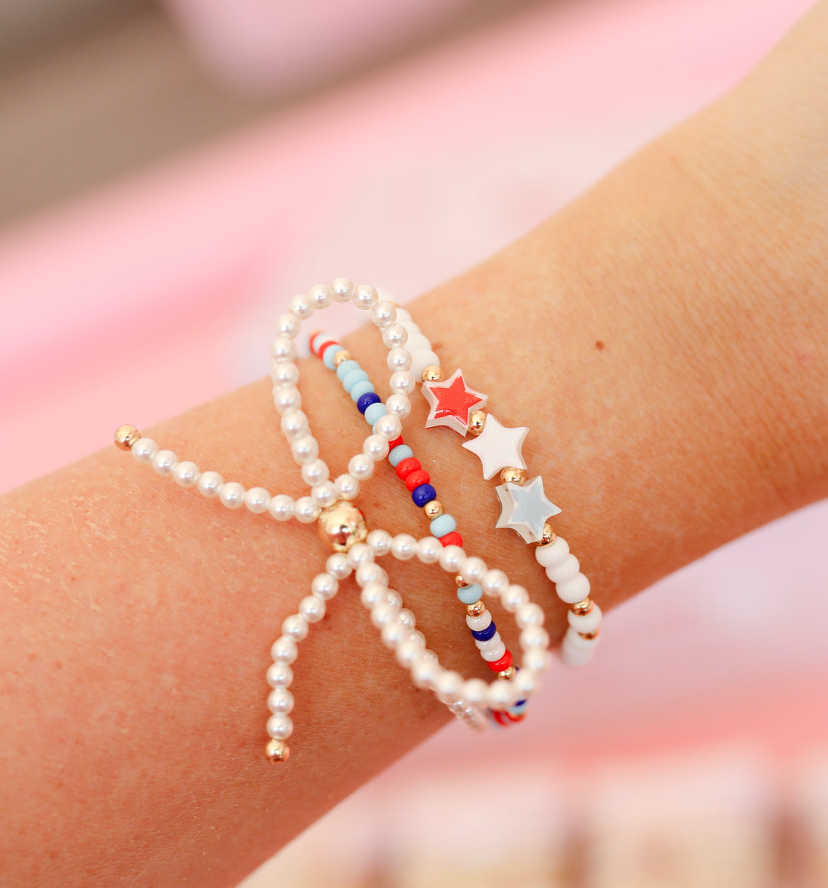 Red, White and Blue Luster Sprinkle Bracelet
