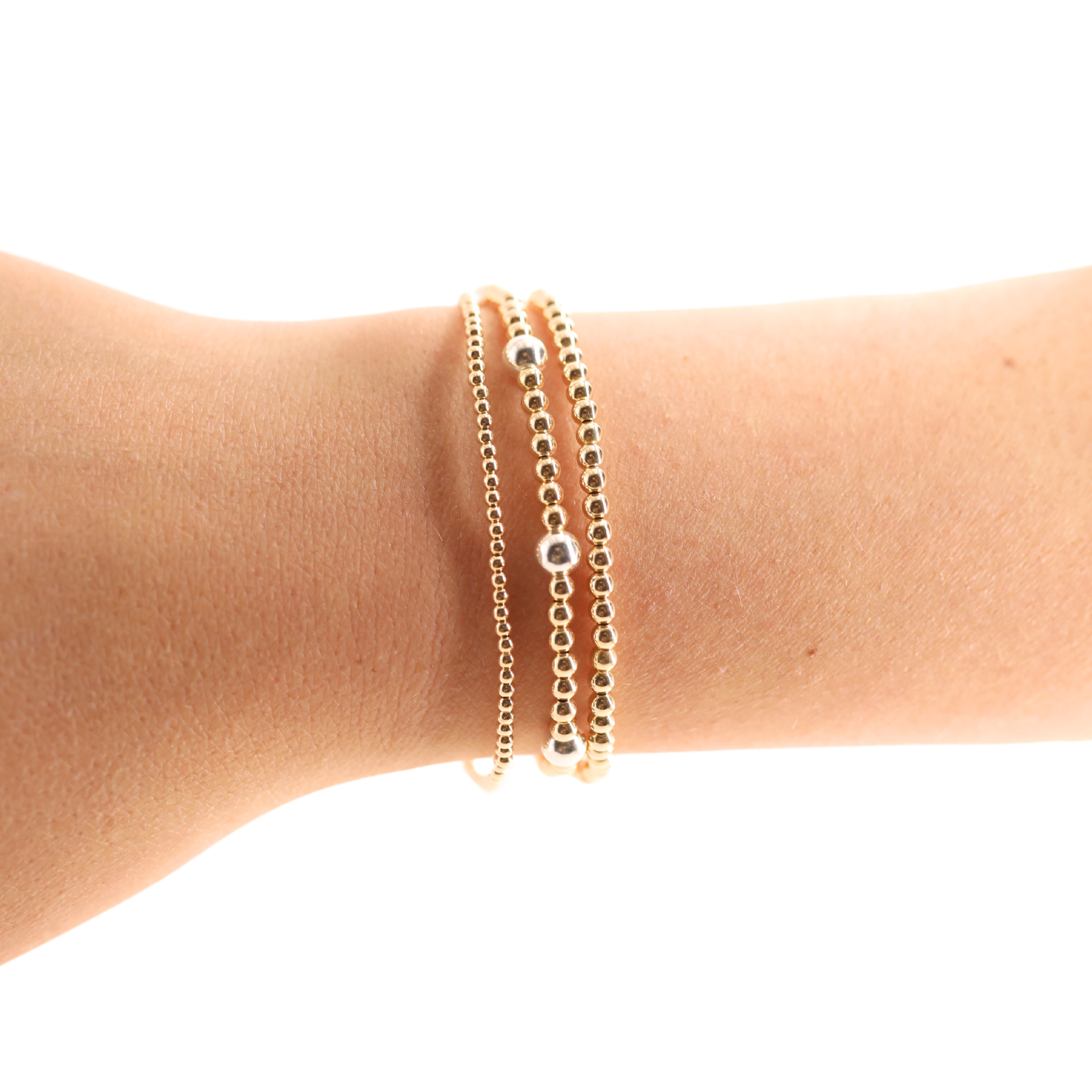 Dainty Everyday Bracelet Stack in Mixed Metal (Set of 3)