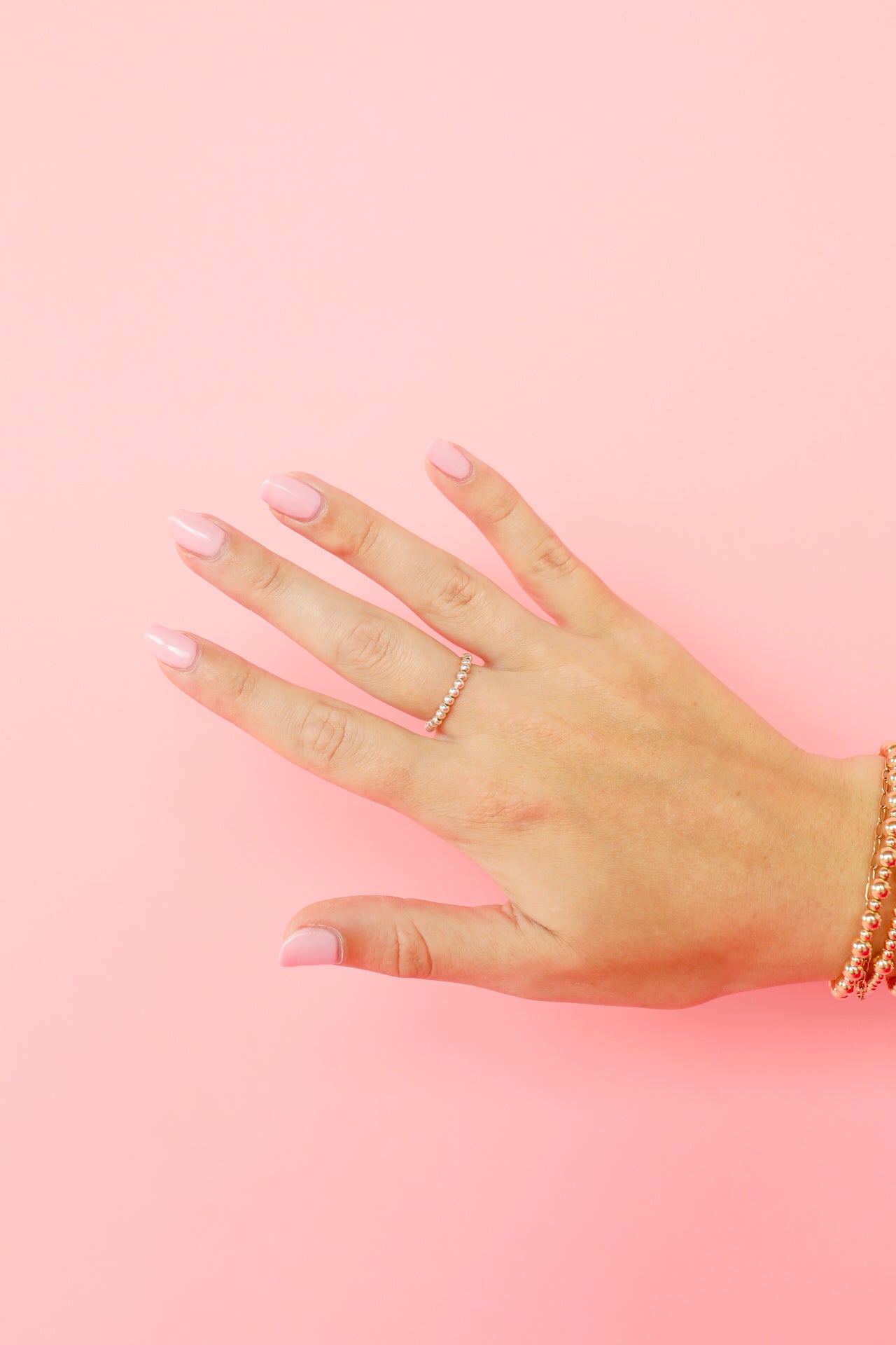 Lauren 3MM Beaded Band Ring in Silver