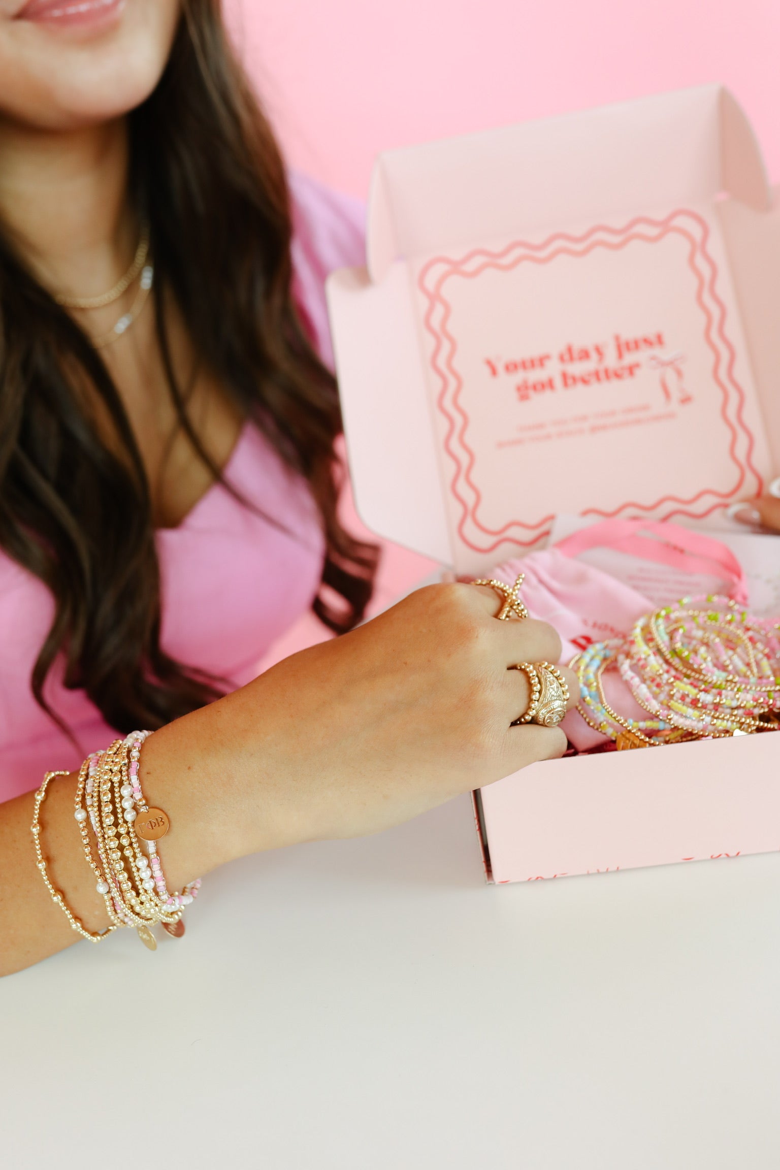 Gamma Phi Beta Sprinkle + Charm Bracelet Stack