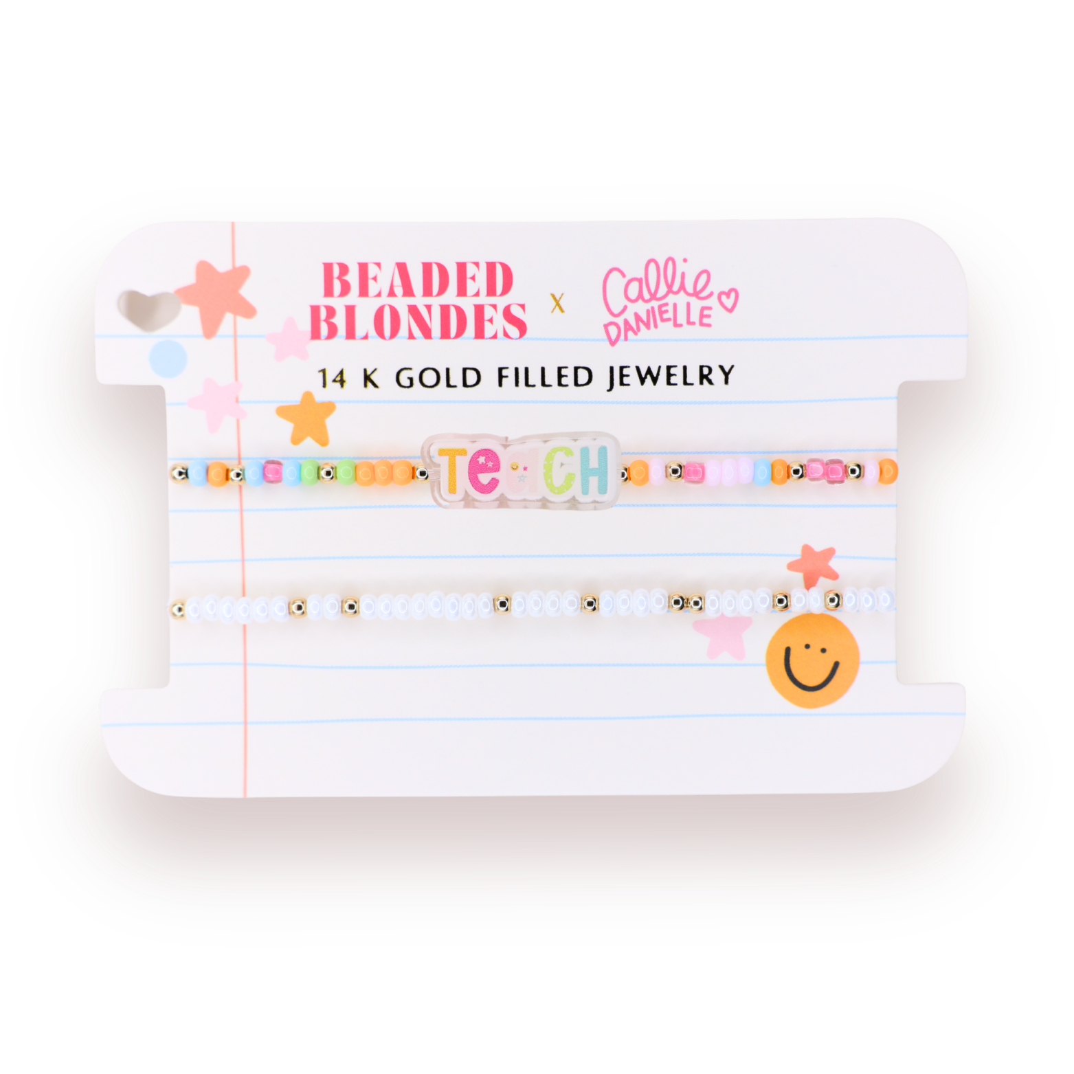 Teach Bracelet on Color + Luster White Sprinkle Stack of 2