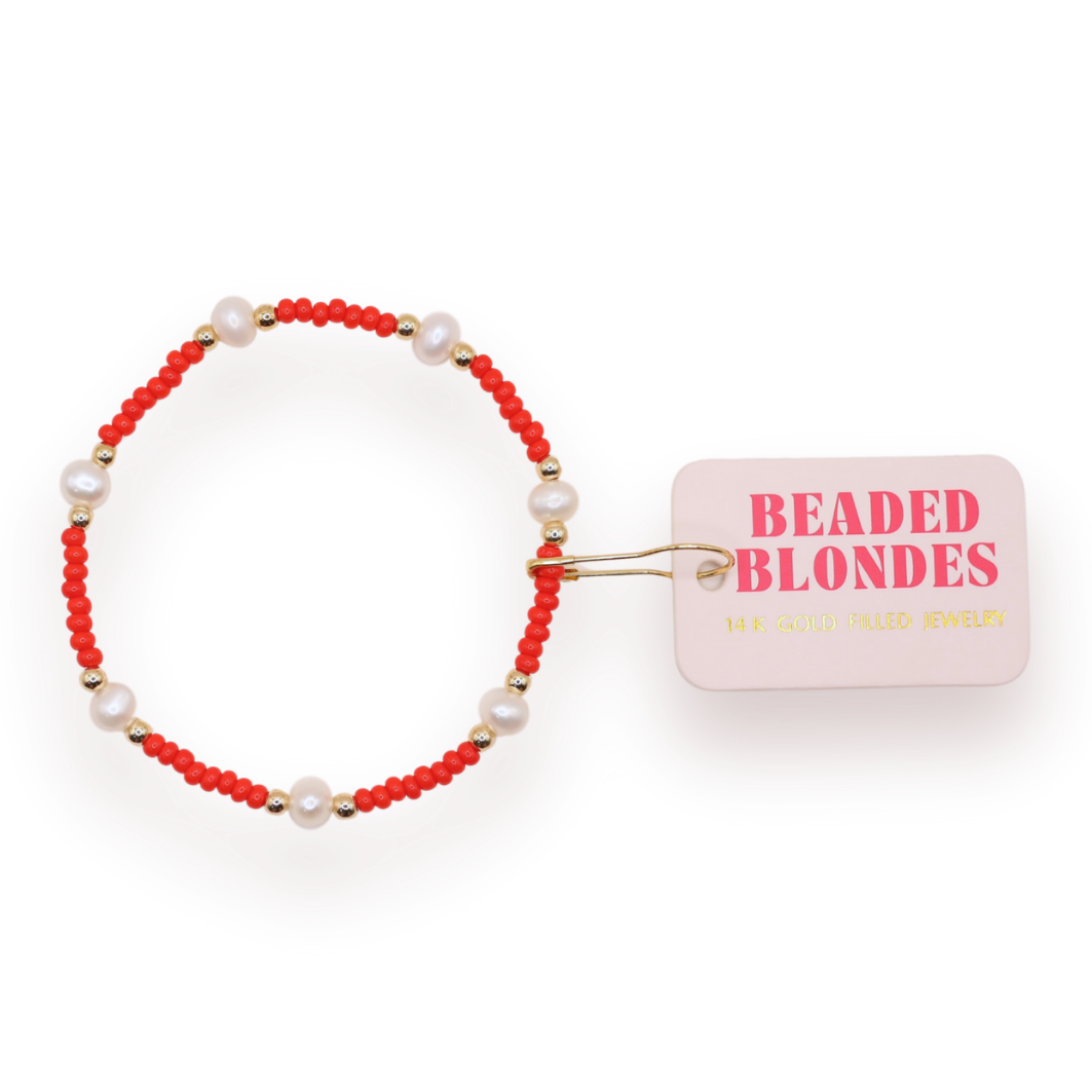 Bright Red Pearl Bracelet