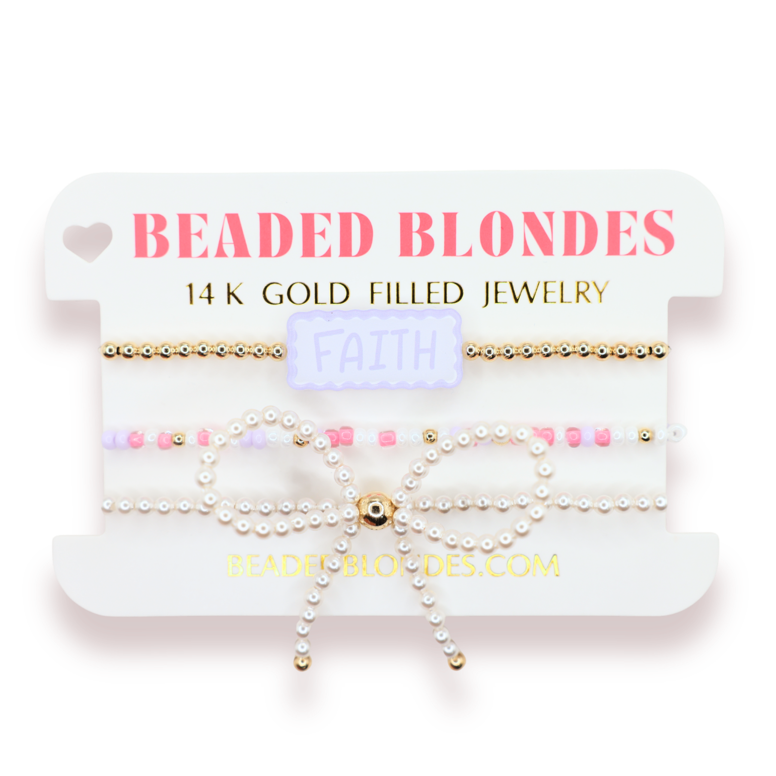 Faith + Blossom Sprinkle + Pearl Bow Stack of 3
