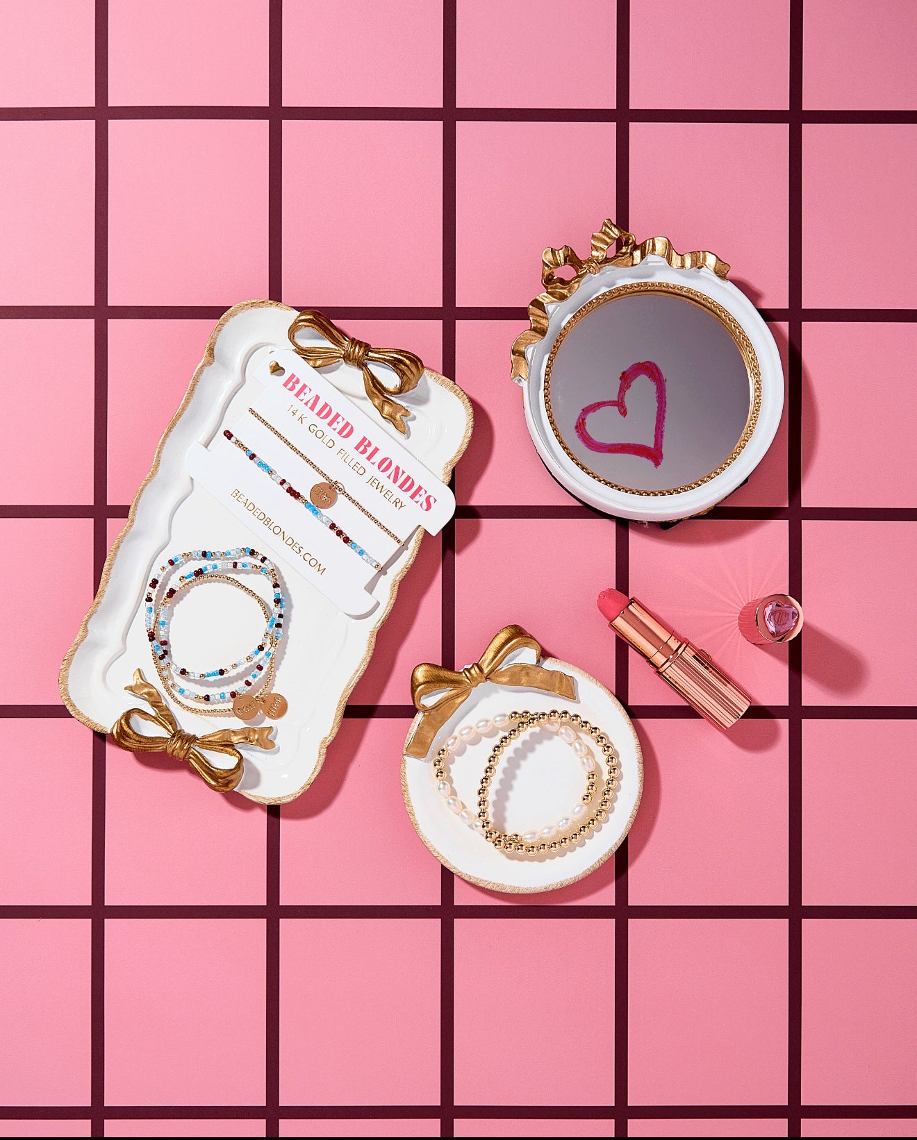 Pi Beta Phi Charm + Sprinkle Bow Bracelet Stack