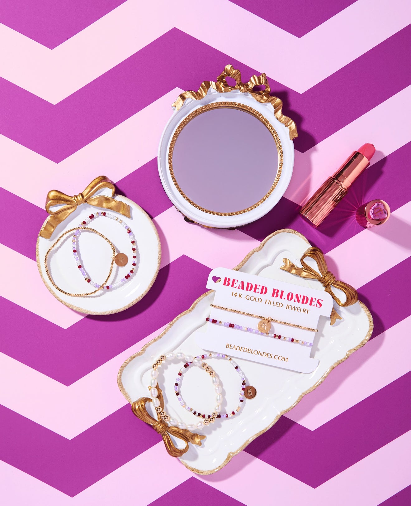 Sigma Kappa Charm + Sprinkle Bow Bracelet Stack