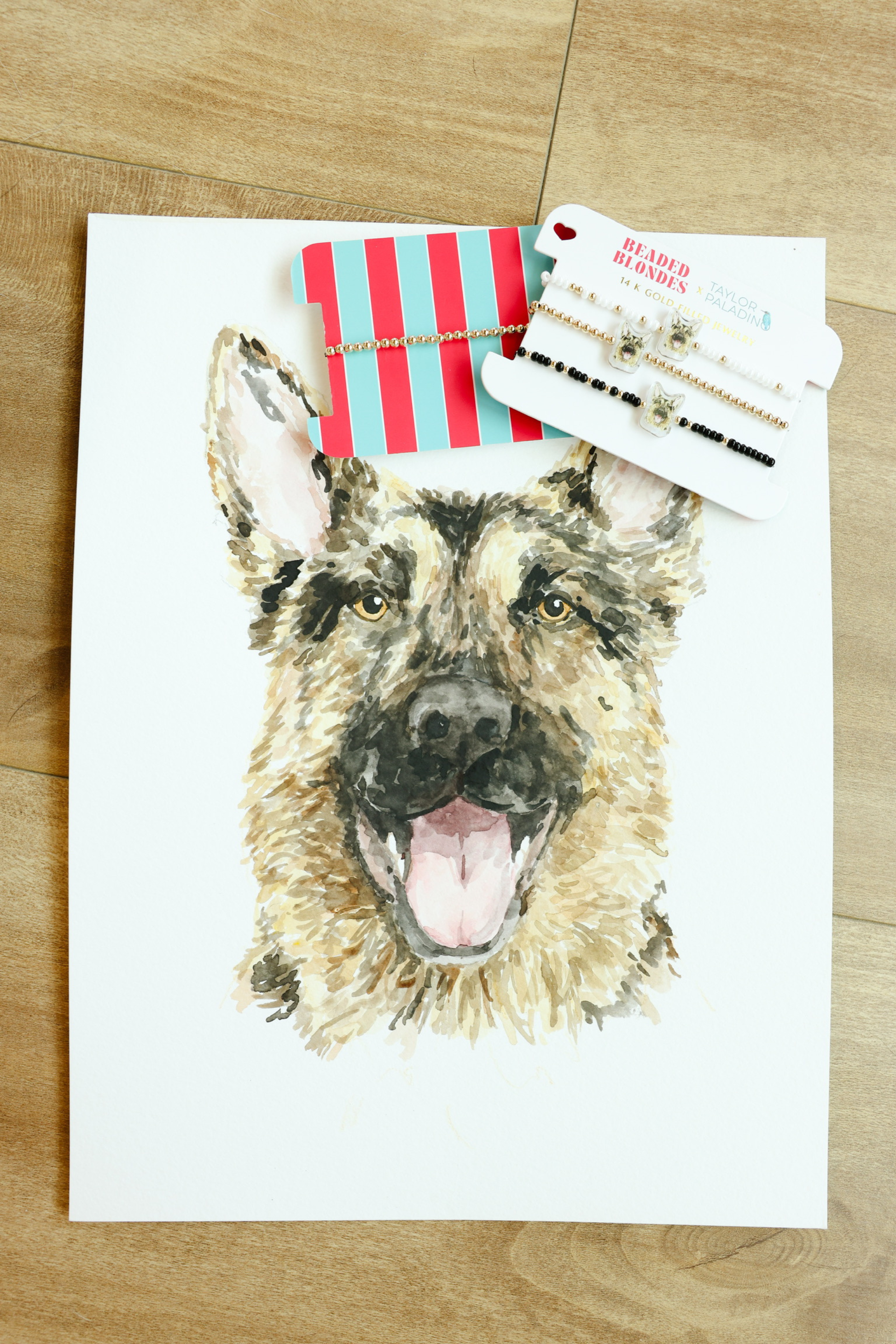 German Shepherd Bracelet on Luster White Sprinkle