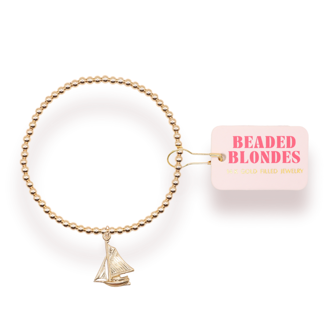 Sailboat Gold Charm Bracelet (Kids Size)