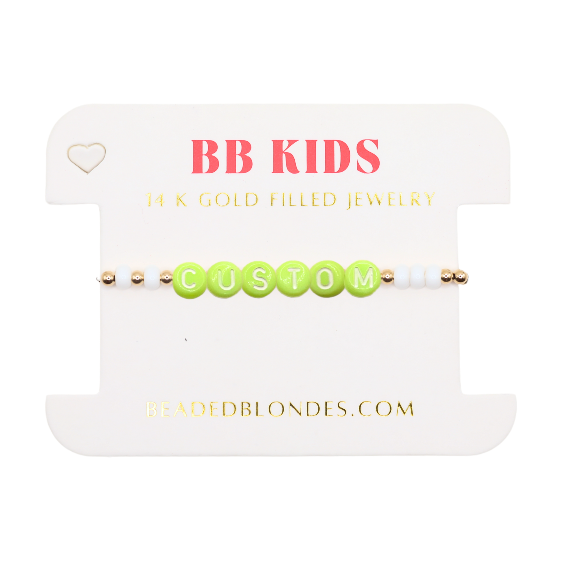 Custom Green Pastel Letter Bracelet (Kids Size)