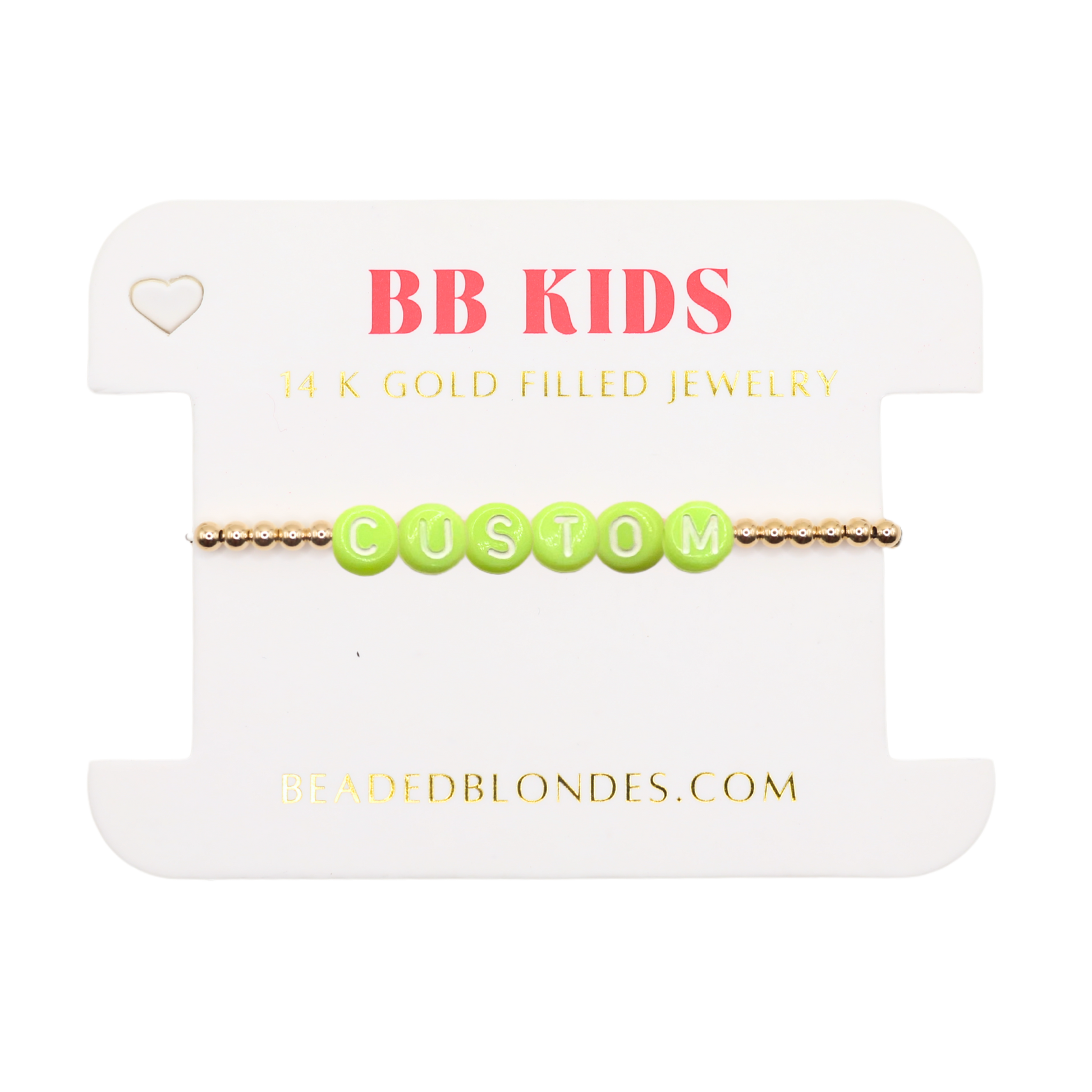 Custom Green Pastel Letter Bracelet (Kids Size)