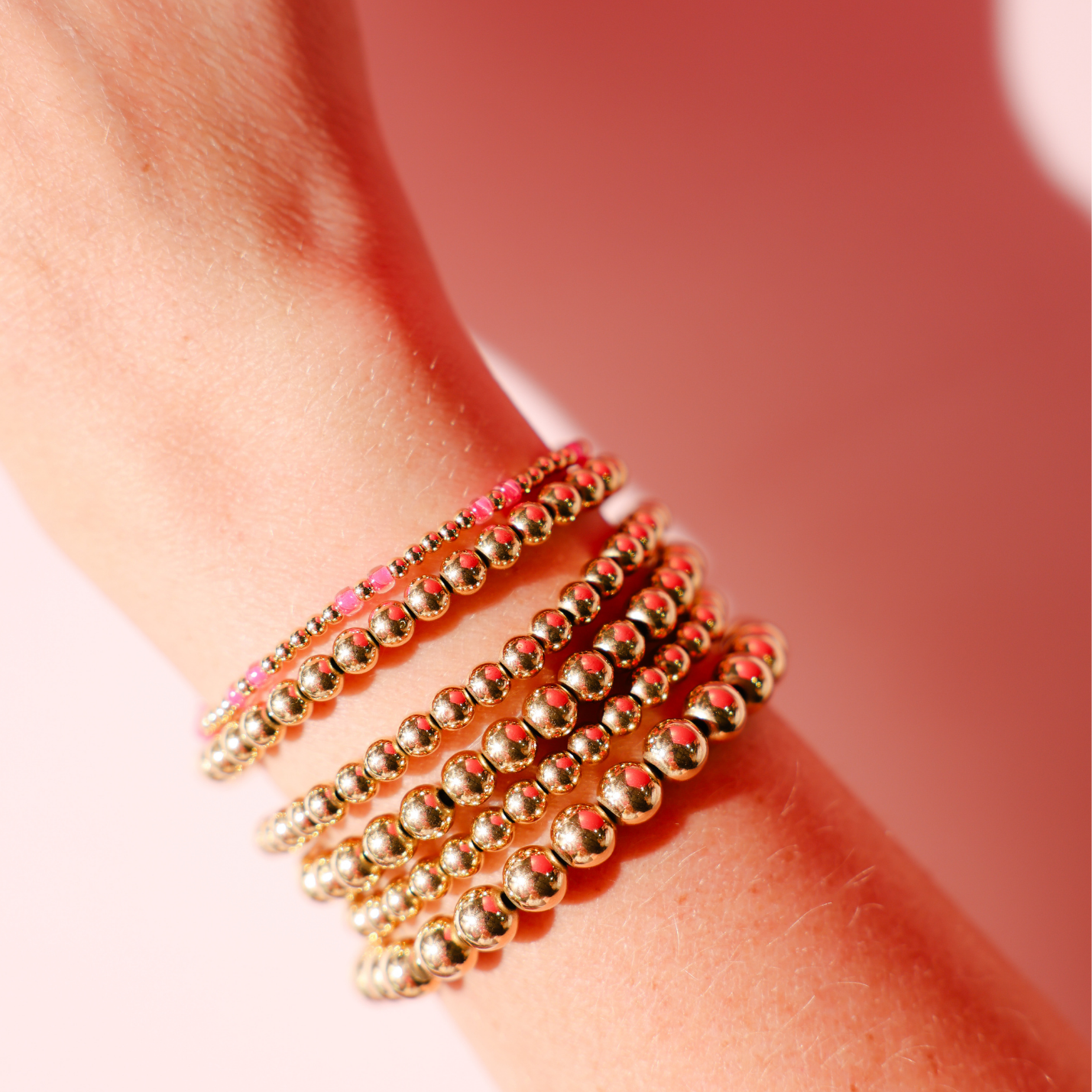 Hot Pink Hazel Bracelet in Gold