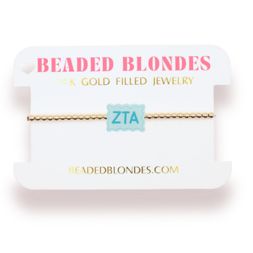 Zeta Tau Alpha Block Bracelet on Gold