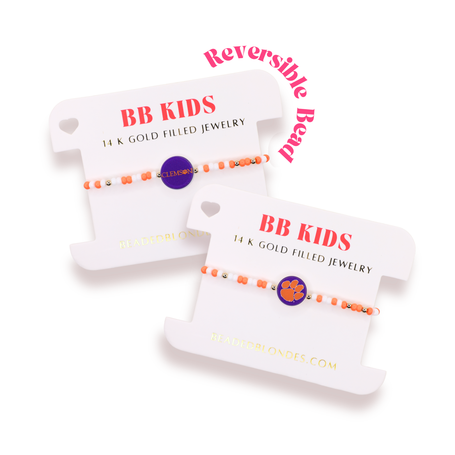 Clemson Logo Flip Bracelet on Color (Kids Size)