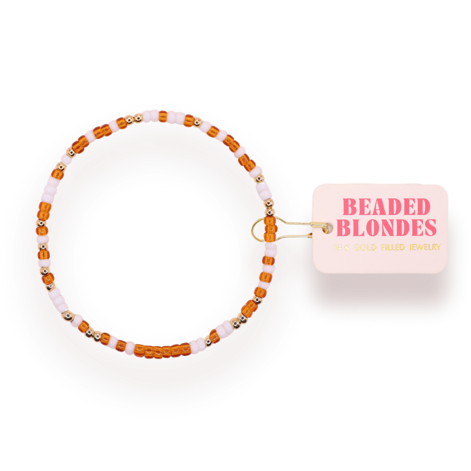 Burnt Orange and White Sprinkle Bracelet