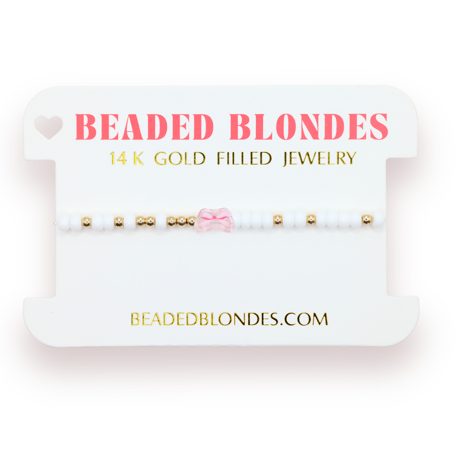 Pink Bow BB Bead Bracelet (Sale)