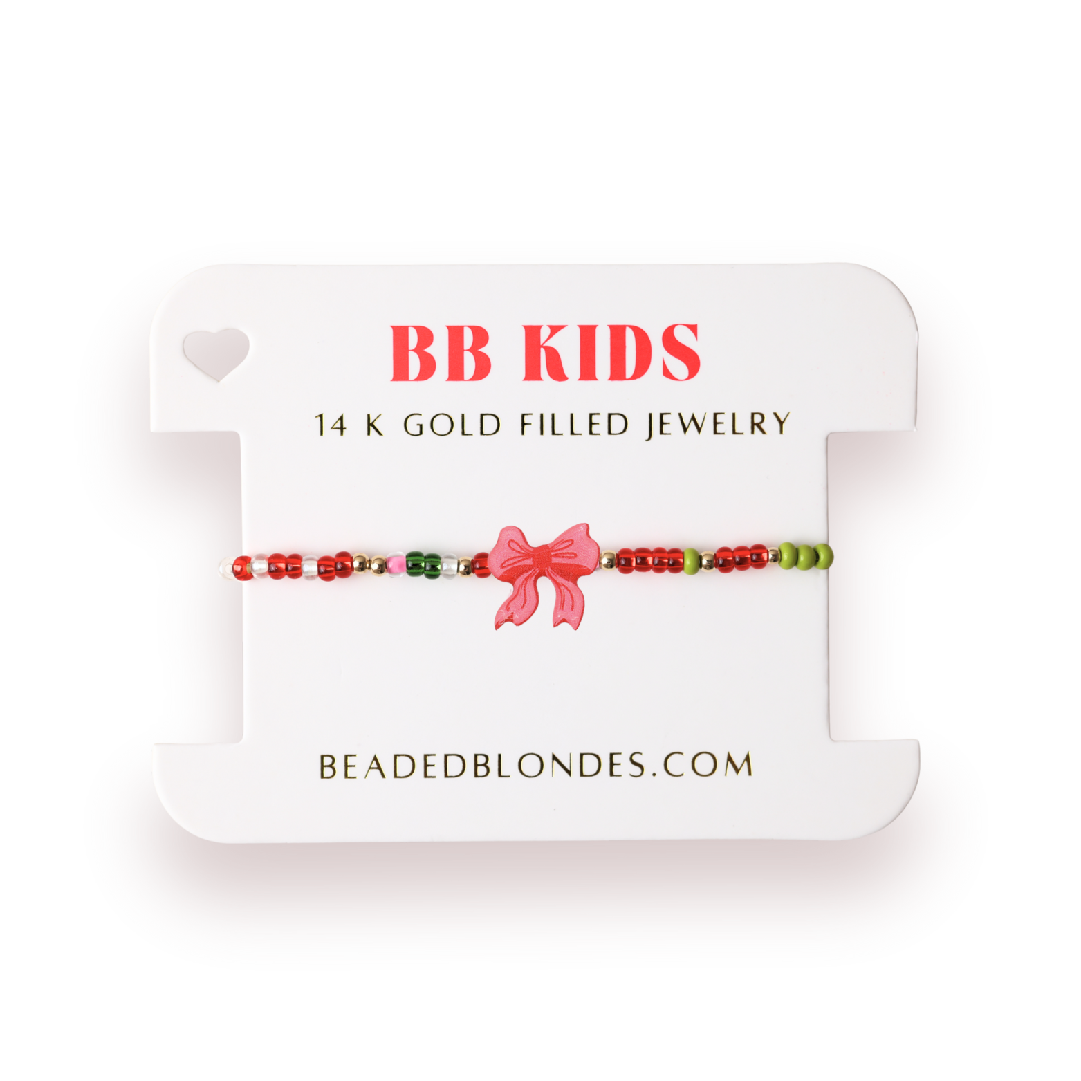 Red Bow Holiday Sprinkle Bracelet (Kids Size)