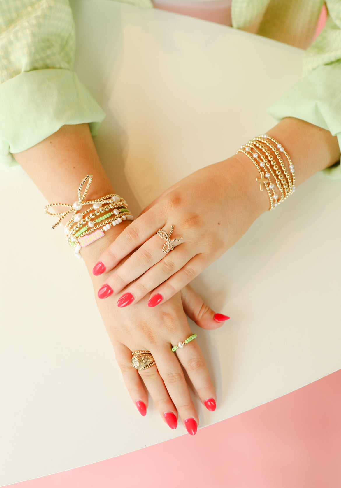 Pastel Green Pearl Bracelet