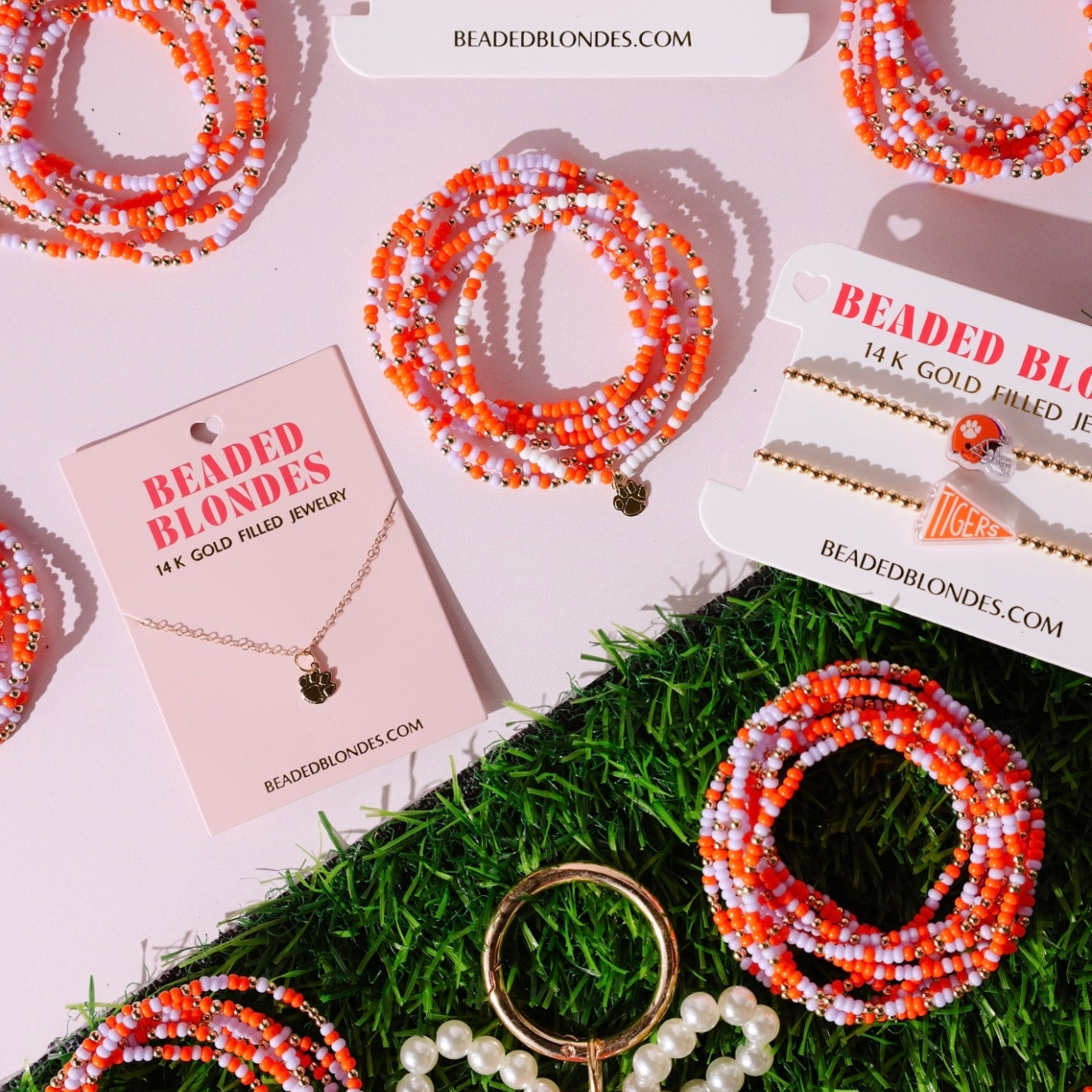 Orange and Lilac Sprinkle Bracelet
