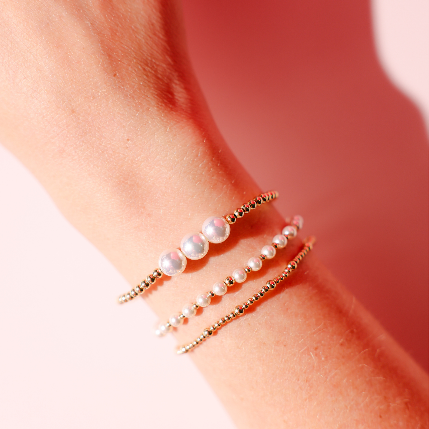 Stack of 3: Dainty ILY, Isla Pearl, Mini Luci Bracelet