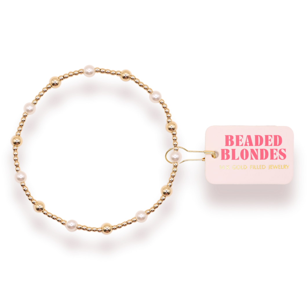 June Pearl + Gold Alternating Bracelet (Kids Size)