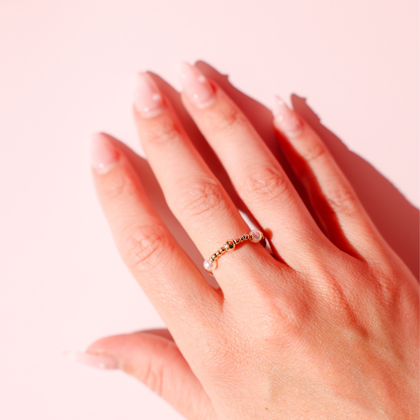 June Pearl and Gold Alternating Ring